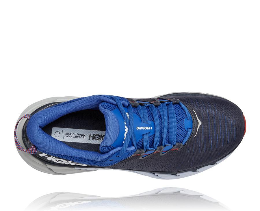 Running Shoes Mens - Hoka One One Gaviota 3 - Black/Blue - DSJRYHZ-51